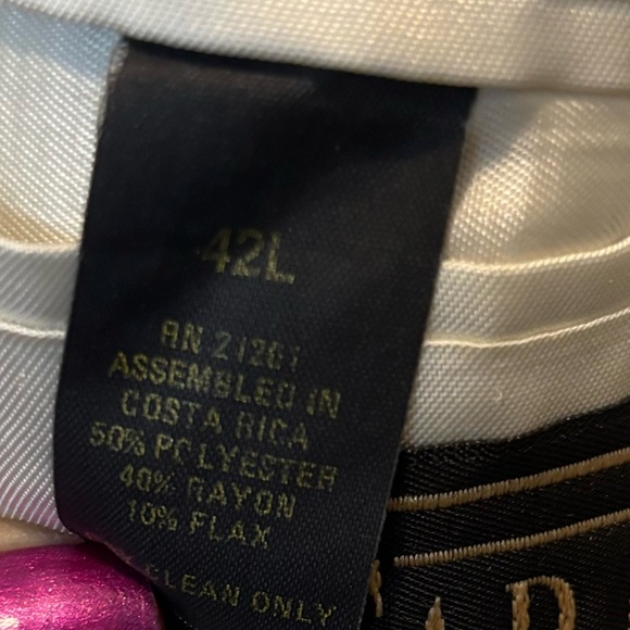 Farah Sport Coat Cream / Natural Size 42 L Two Button Woven Off White Sport Coat - Picture 5 of 12